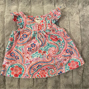 12-18 Months Osh Kosh B’Gosh Bright Paisley Shirt with Flutter Sleeves & Keyhole